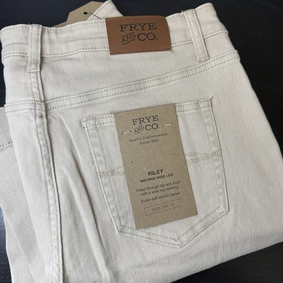Anthropologie Pants - FRYE Anthropologie Womens 12 35x30 Pants Riley Wide Leg Khaki Mid Rise New Tags